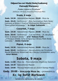 Program uroczystości odpustowych ku czci NMP Łaskawej patronki Warszawy